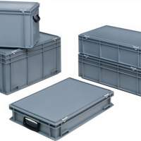 Plastic case 31l PP with 2 handles L400xW300xH333mm gray stackable