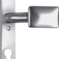 Door knob 486ZD cranked rotatable light alloy F1 silver-coloured