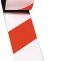 Floor marking tape, length 33m, width 75mm, red and white stripes, roll